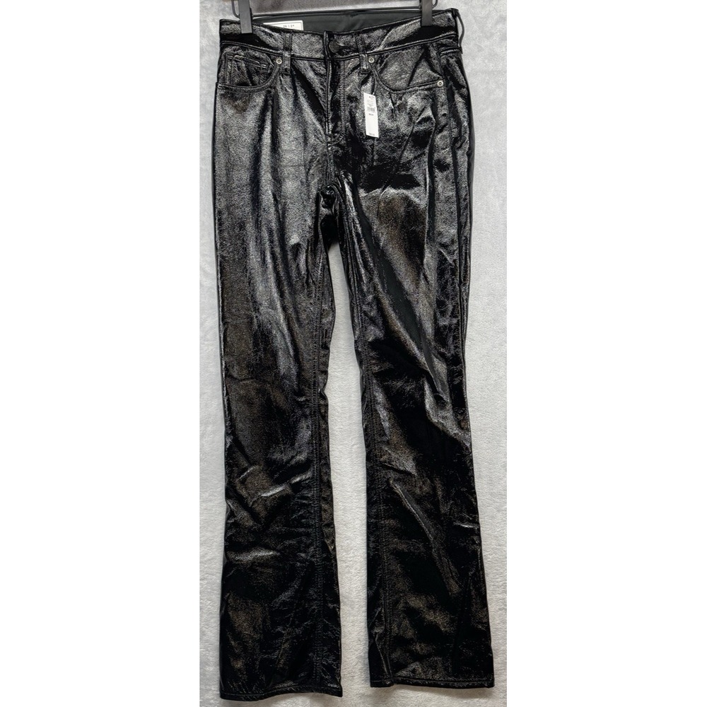 Gap Vegan Faux Leather Pants Baby Boot Mid Rise Black‎ 26 Size 2 Regular NWT